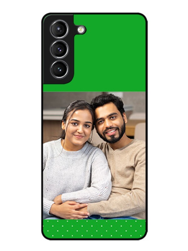 Custom Galaxy S21 Personalized Glass Phone Case  - Green Pattern Design