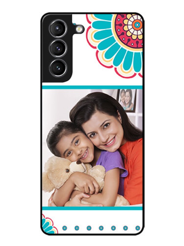 Custom Galaxy S21 Custom Glass Phone Case  - Flower Design