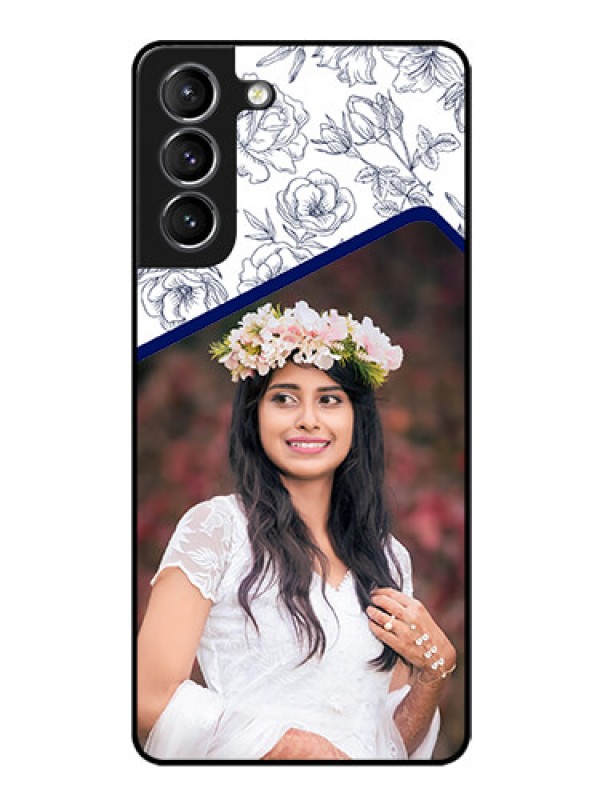 Custom Galaxy S21 Personalized Glass Phone Case  - Premium Floral Design