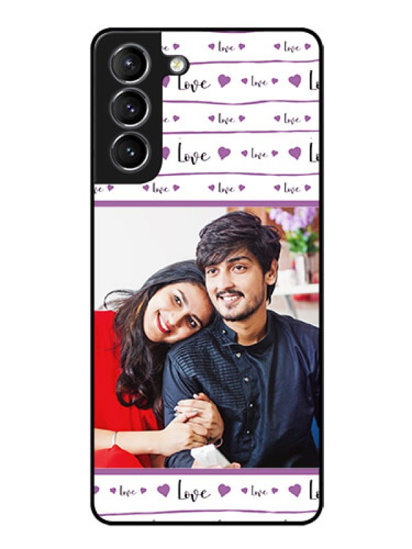 Custom Galaxy S21 Custom Glass Mobile Case  - Couples Heart Design