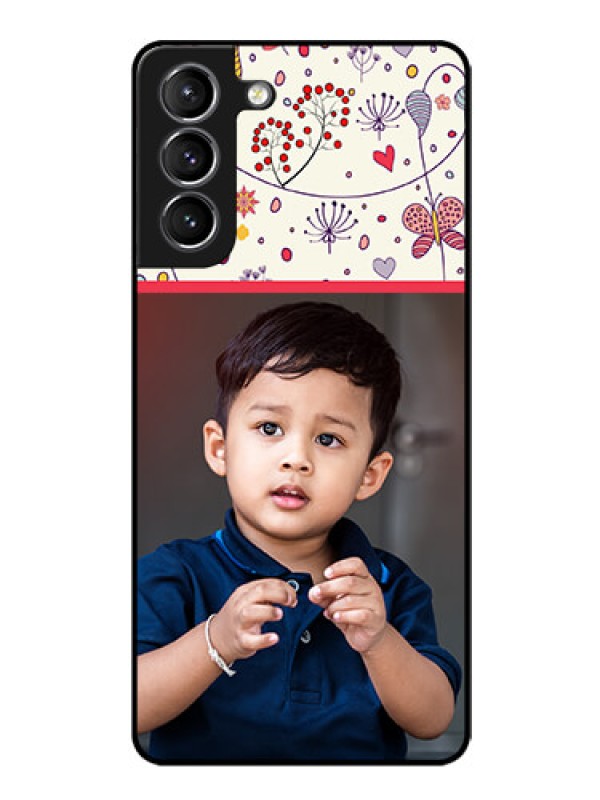 Custom Galaxy S21 Custom Glass Mobile Case  - Premium Floral Design