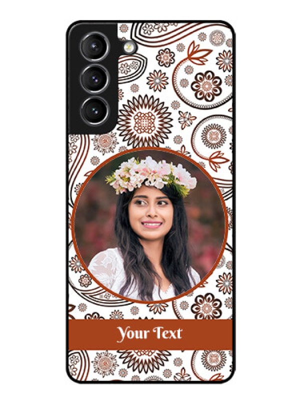 Custom Galaxy S21 Custom Glass Mobile Case  - Abstract Floral Design 