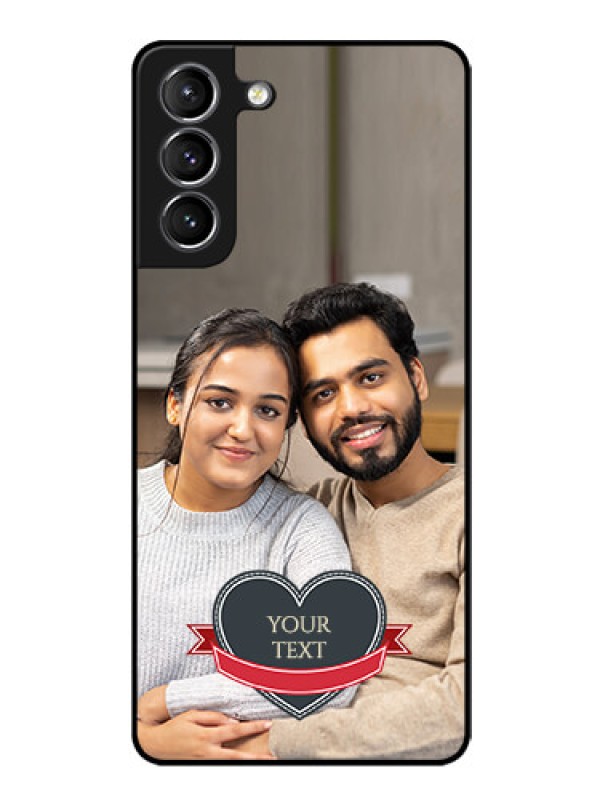 Custom Galaxy S21 Custom Glass Phone Case  - Just Married Couple Design