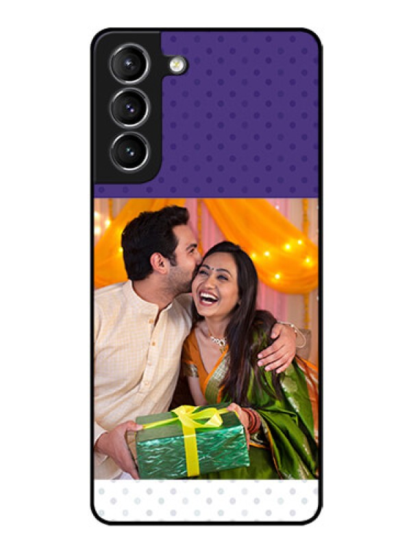 Custom Galaxy S21 Personalized Glass Phone Case  - Violet Pattern Design