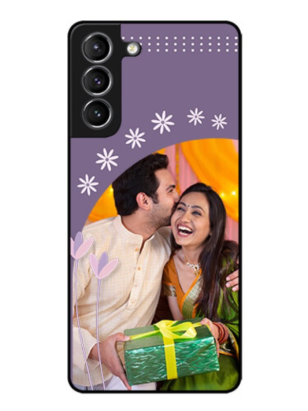 Custom Galaxy S21 Custom Glass Mobile Case  - Lavender flowers design 