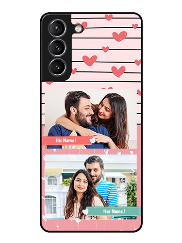 Custom Galaxy S21 Custom Glass Mobile Case  - Photo with Heart Design