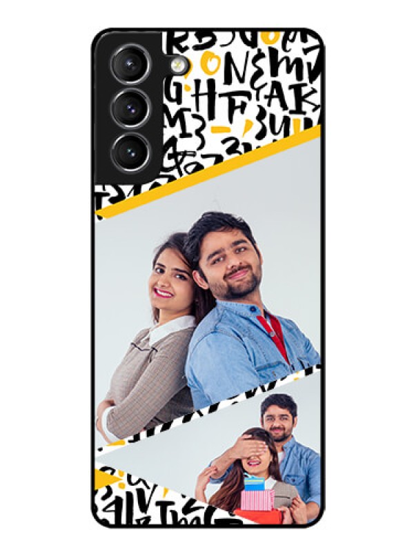 Custom Galaxy S21 Custom Glass Mobile Case  - Letters Pattern Design