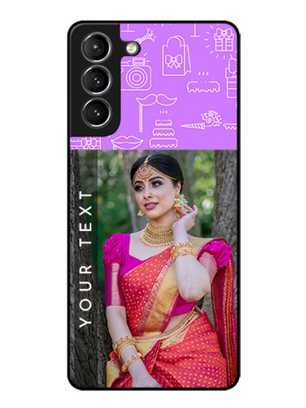 Custom Galaxy S21 Custom Glass Mobile Case  - Birthday Icons Design