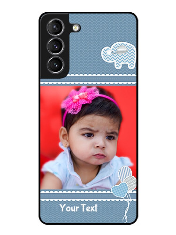 Custom Galaxy S21 Photo Printing on Glass Case  - with Kids Pattern Design