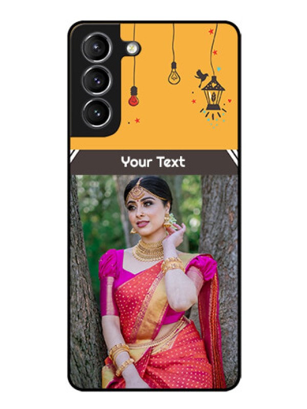 Custom Galaxy S21 Custom Glass Mobile Case  - with Family Picture and Icons 