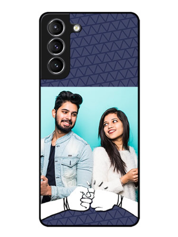 Custom Galaxy S21 Photo Printing on Glass Case  - with Best Friends Design  
