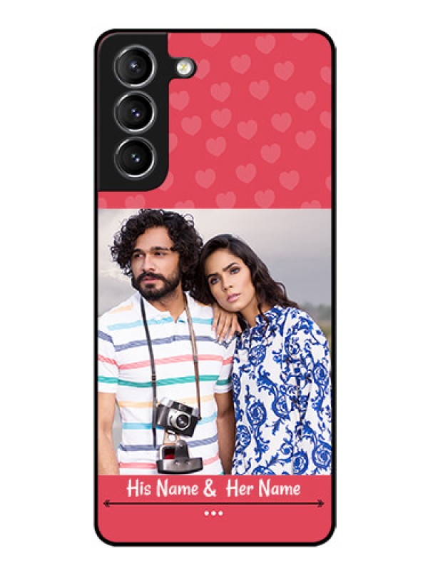 Custom Galaxy S21 Photo Printing on Glass Case  - Simple Love Design