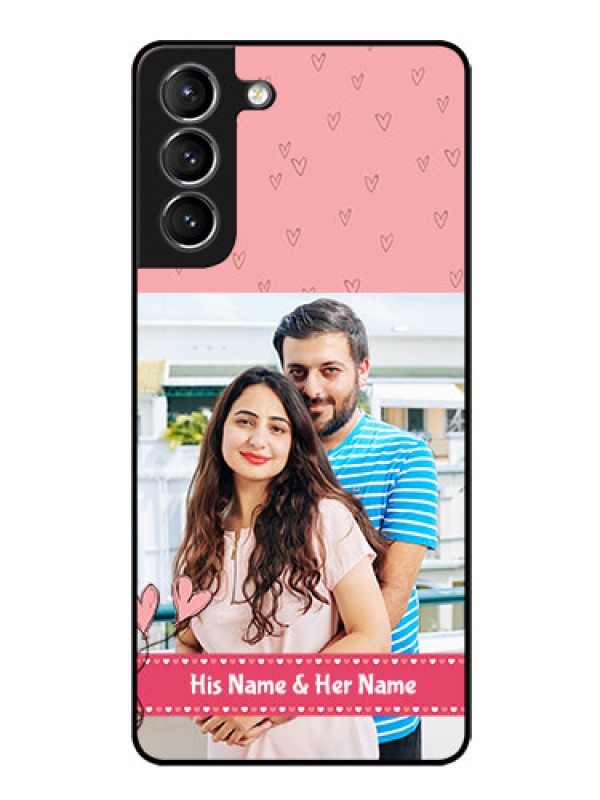Custom Galaxy S21 Personalized Glass Phone Case  - Love Design Peach Color