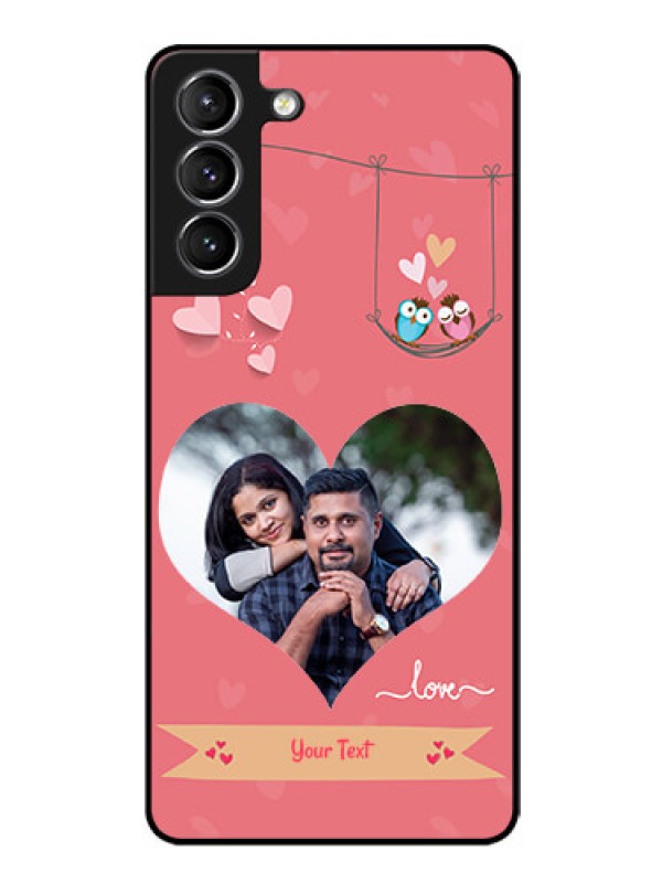Custom Galaxy S21 Personalized Glass Phone Case  - Peach Color Love Design 