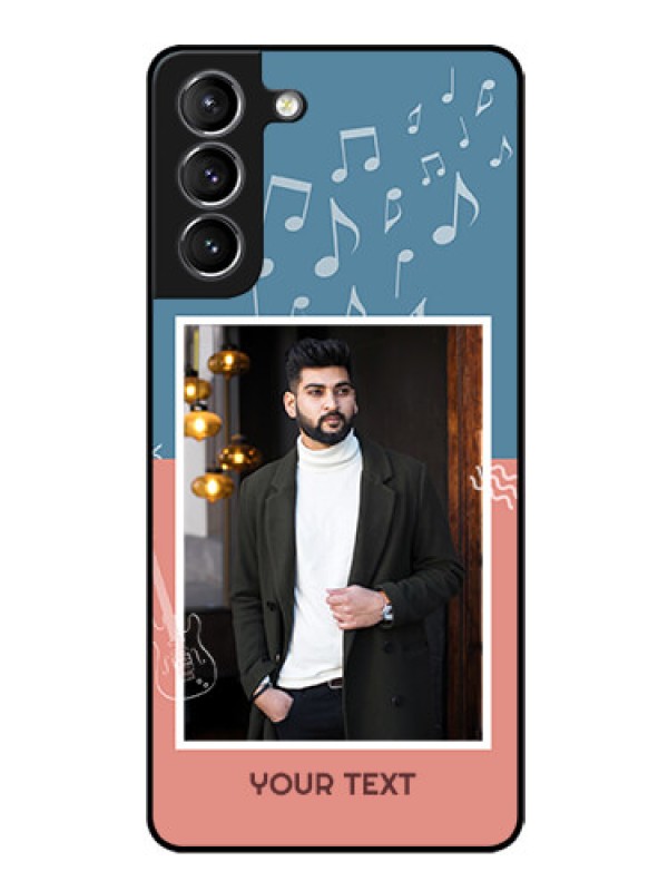 Custom Galaxy S21 Photo Printing on Glass Case  - with Color Musical Note Design