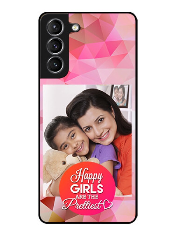 Custom Galaxy S21 Photo Printing on Glass Case  - Abstract Triangle Design