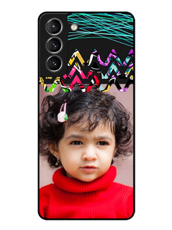 Custom Galaxy S21 Personalized Glass Phone Case  - Neon Abstract Design