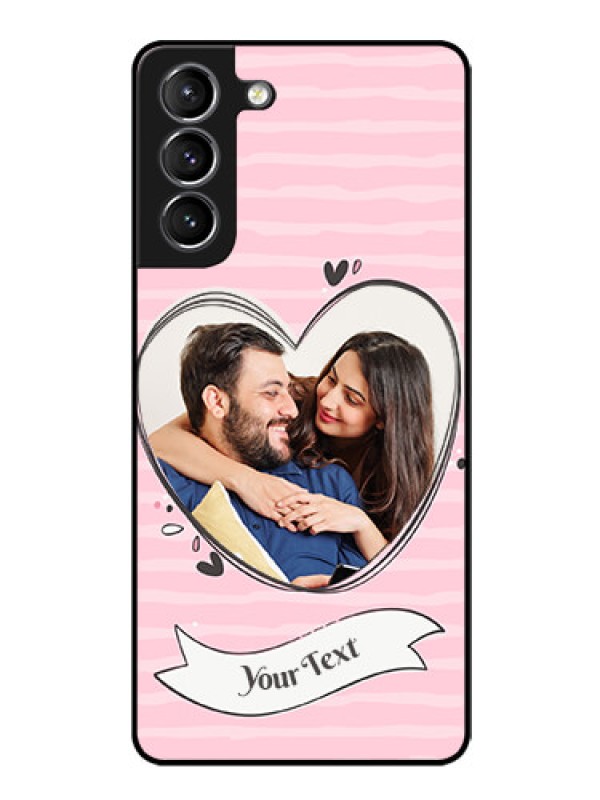 Custom Galaxy S21 Custom Glass Phone Case  - Vintage Heart Design