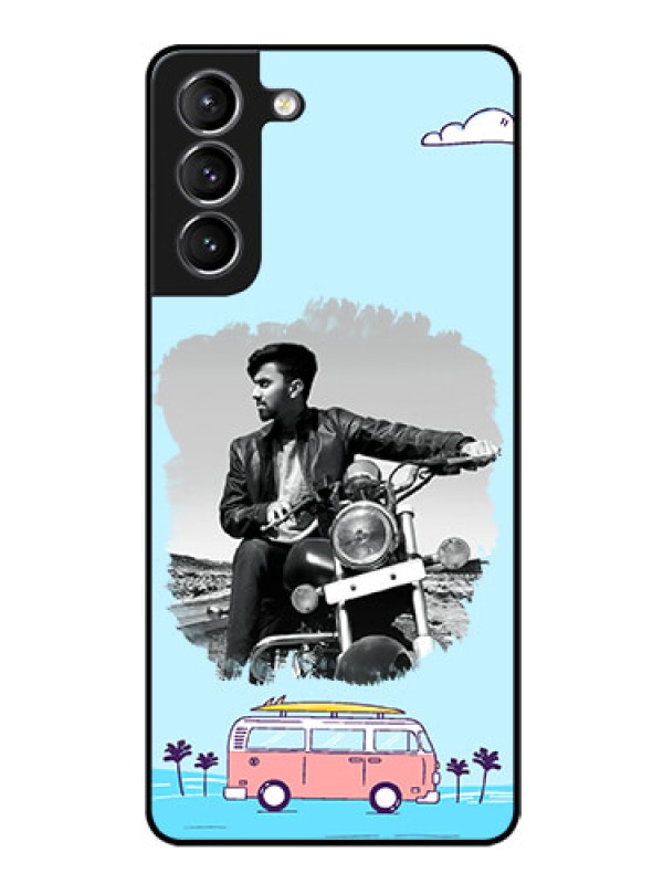 Custom Galaxy S21 Photo Printing on Glass Case  - Travel & Adventure Design