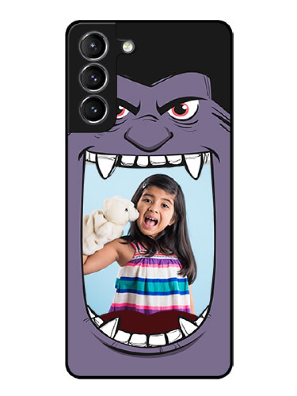 Custom Galaxy S21 Custom Glass Phone Case  - Angry Monster Design