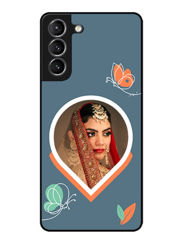 Custom Galaxy S21 Custom Glass Mobile Case - Droplet Butterflies Design