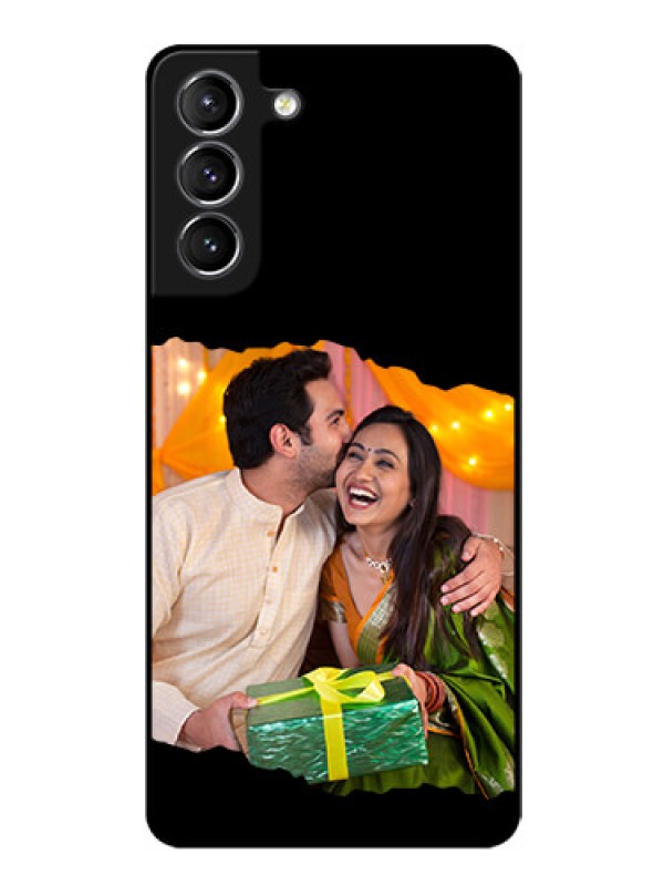 Custom Galaxy S21 Custom Glass Phone Case - Tear-off Design