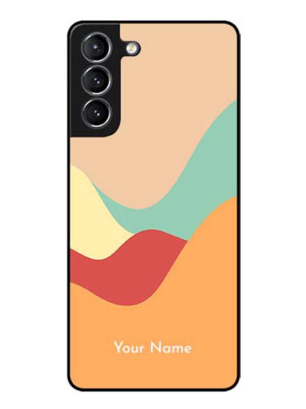 Custom Galaxy S21 Personalized Glass Phone Case - Ocean Waves Multi-colour Design
