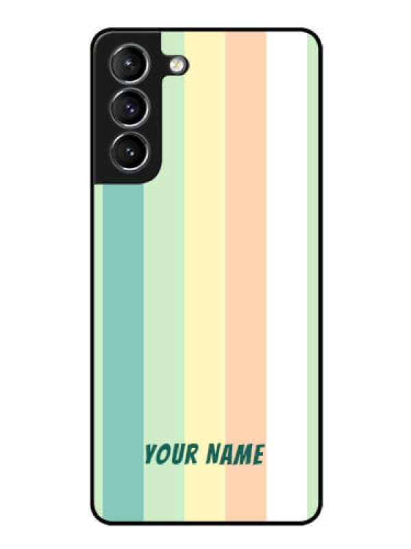 Custom Galaxy S21 Photo Printing on Glass Case - Multi-colour Stripes Design