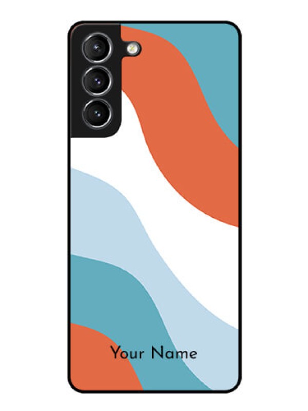 Custom Galaxy S21 Custom Glass Mobile Case - coloured Waves Design