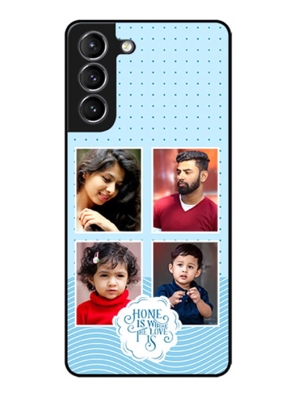 Custom Galaxy S21 Custom Glass Phone Case - Cute love quote with 4 pic upload Design