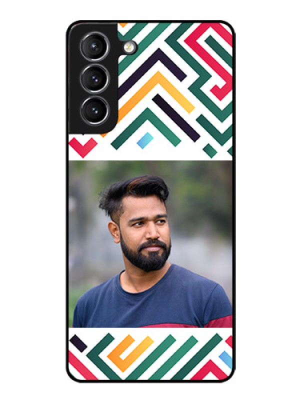 Custom Galaxy S21 Personalized Glass Phone Case - Colorful Maze Pattern Design