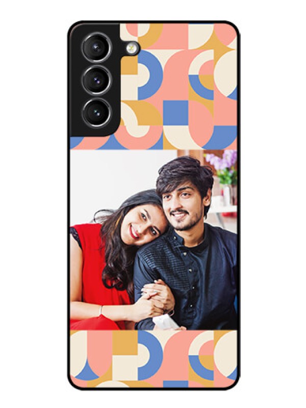 Custom Galaxy S21 Photo Printing on Glass Case - Semi-circle Maze Pattern Design