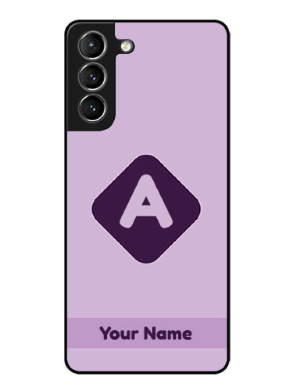 Custom Galaxy S21 Custom Glass Mobile Case - Custom Letter in curved badge Design