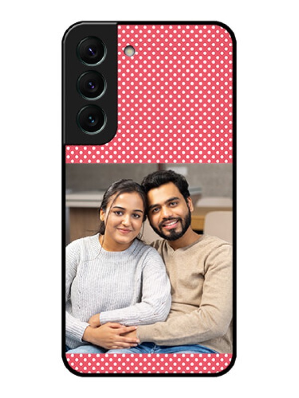 Custom Galaxy S22 5G Custom Glass Phone Case - White Dotted Design