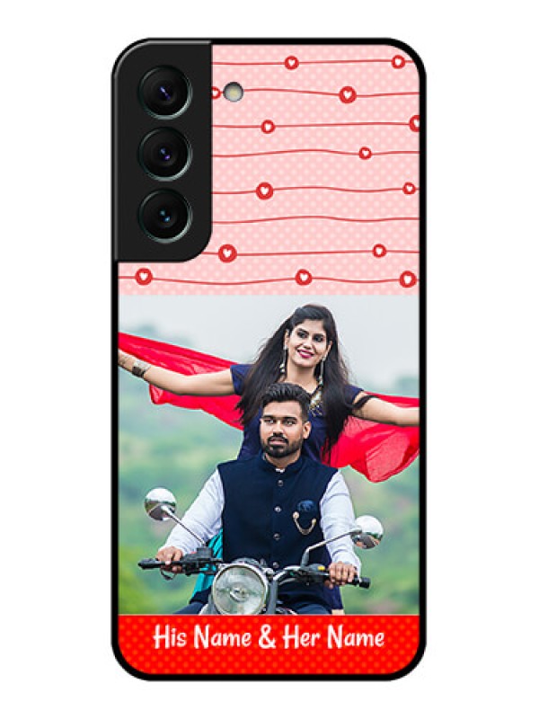 Custom Galaxy S22 5G Personalized Glass Phone Case - Red Pattern Case Design