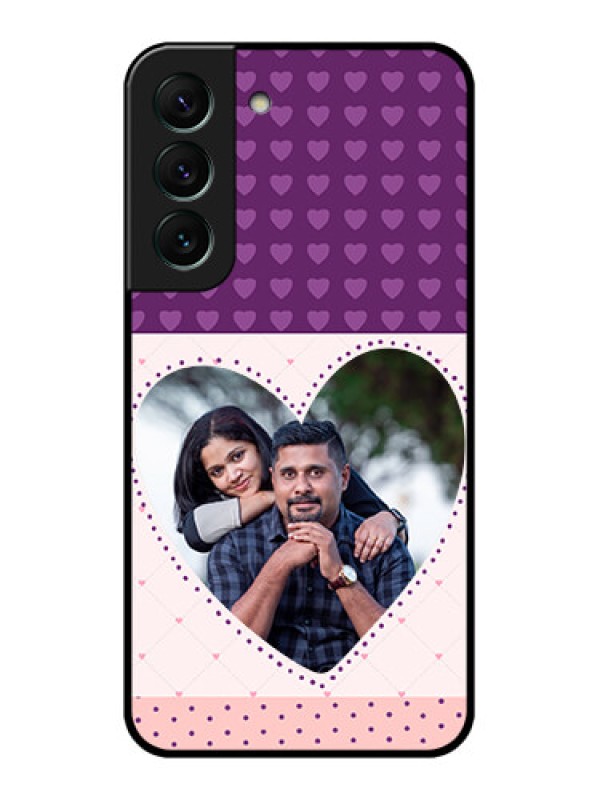 Custom Galaxy S22 5G Custom Glass Phone Case - Violet Love Dots Design