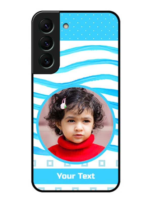 Custom Galaxy S22 5G Custom Glass Phone Case - Simple Blue Case Design