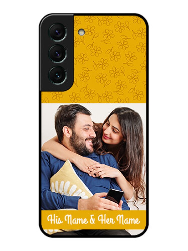 Custom Galaxy S22 5G Custom Glass Mobile Case - Yellow Floral Design
