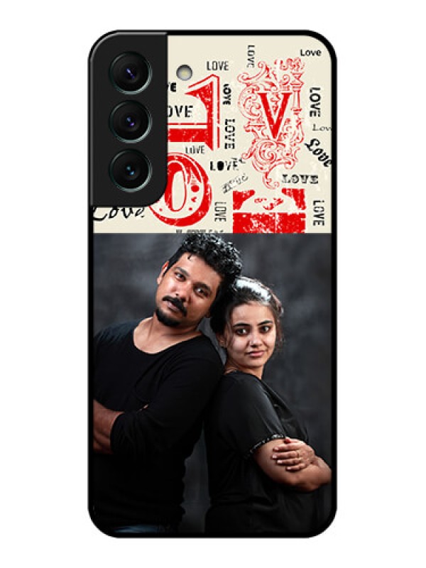Custom Galaxy S22 5G Photo Printing on Glass Case - Trendy Love Design Case