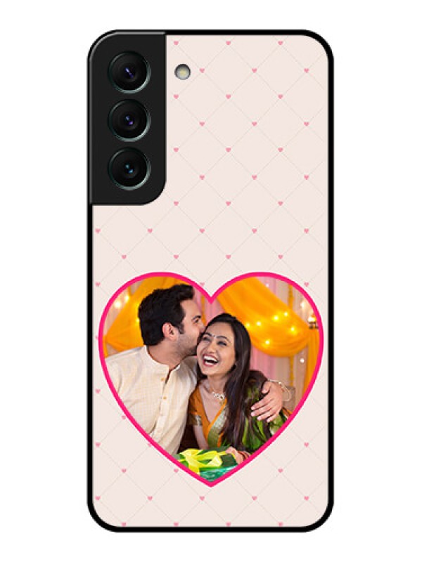 Custom Galaxy S22 5G Custom Glass Mobile Case - Heart Shape Design
