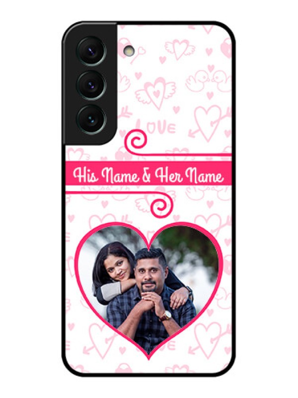 Custom Galaxy S22 5G Personalized Glass Phone Case - Heart Shape Love Design