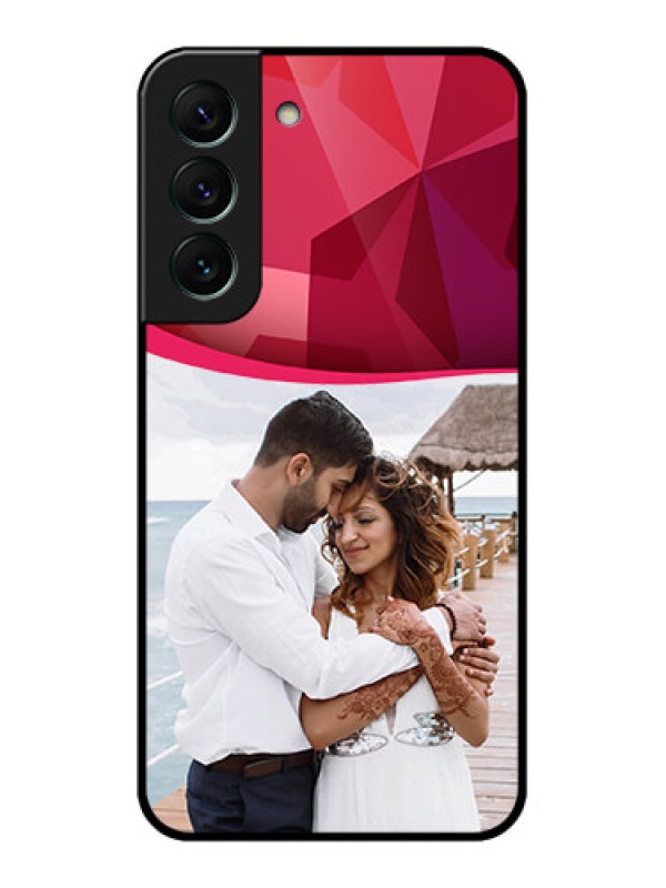 Custom Galaxy S22 5G Custom Glass Mobile Case - Red Abstract Design