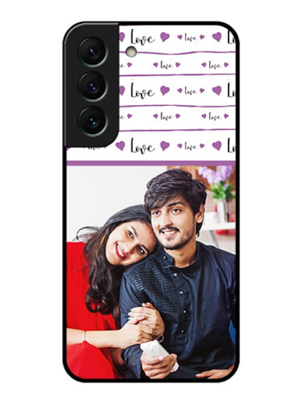 Custom Galaxy S22 5G Custom Glass Mobile Case - Couples Heart Design