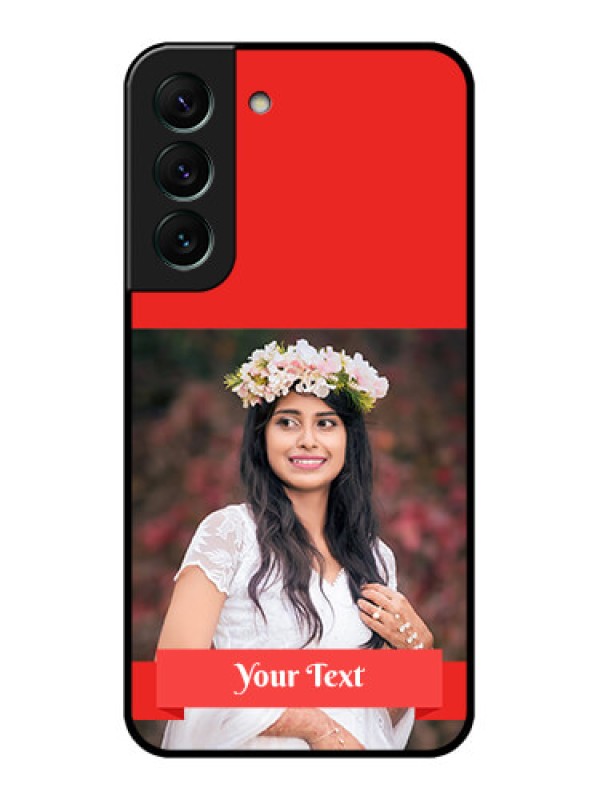 Custom Galaxy S22 5G Custom Glass Phone Case - Simple Red Color Design