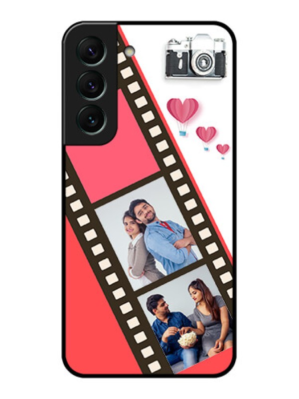 Custom Galaxy S22 5G Personalized Glass Phone Case - 3 Image Holder with Film Reel