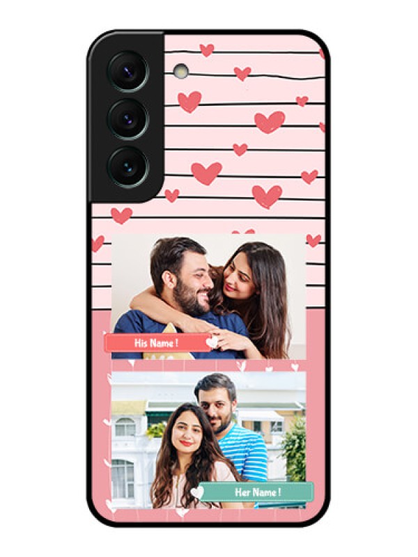 Custom Galaxy S22 5G Custom Glass Mobile Case - Photo with Heart Design