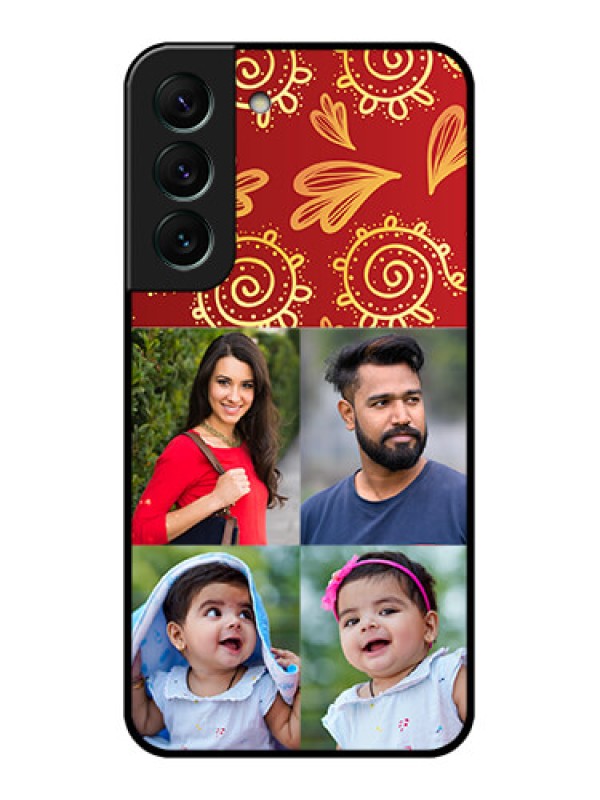 Custom Galaxy S22 5G Photo Printing on Glass Case - 4 Image Traditional Design