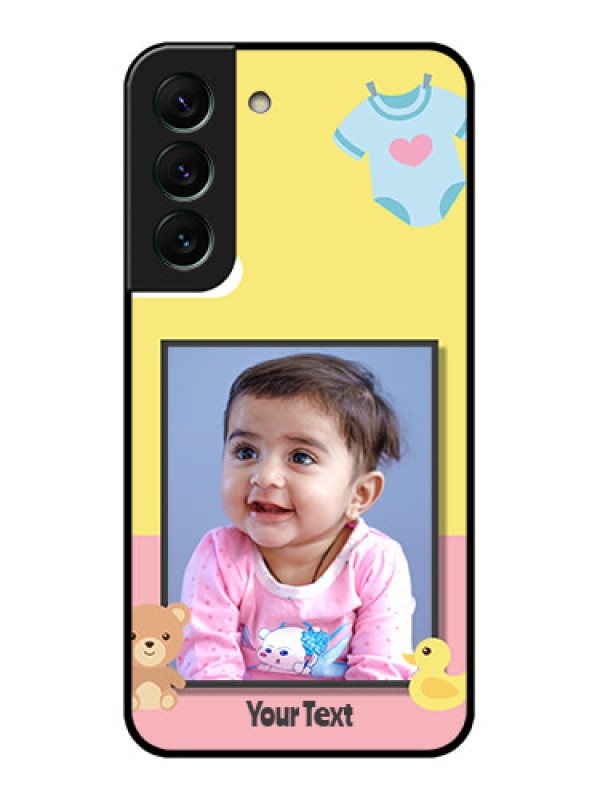 Custom Galaxy S22 5G Photo Printing on Glass Case - Kids 2 Color Design