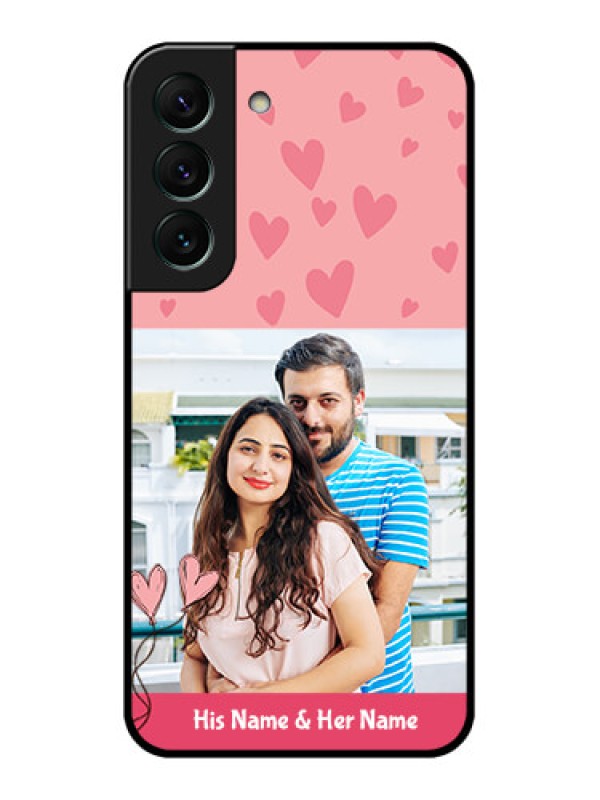 Custom Galaxy S22 5G Personalized Glass Phone Case - Love Design Peach Color