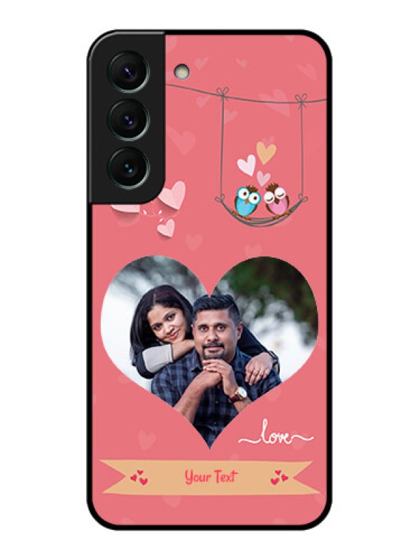 Custom Galaxy S22 5G Personalized Glass Phone Case - Peach Color Love Design
